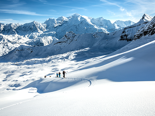 ski touring in chamonix with a ski instructor