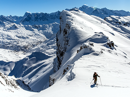 splitboarding in chamonix with a snowboard instructor